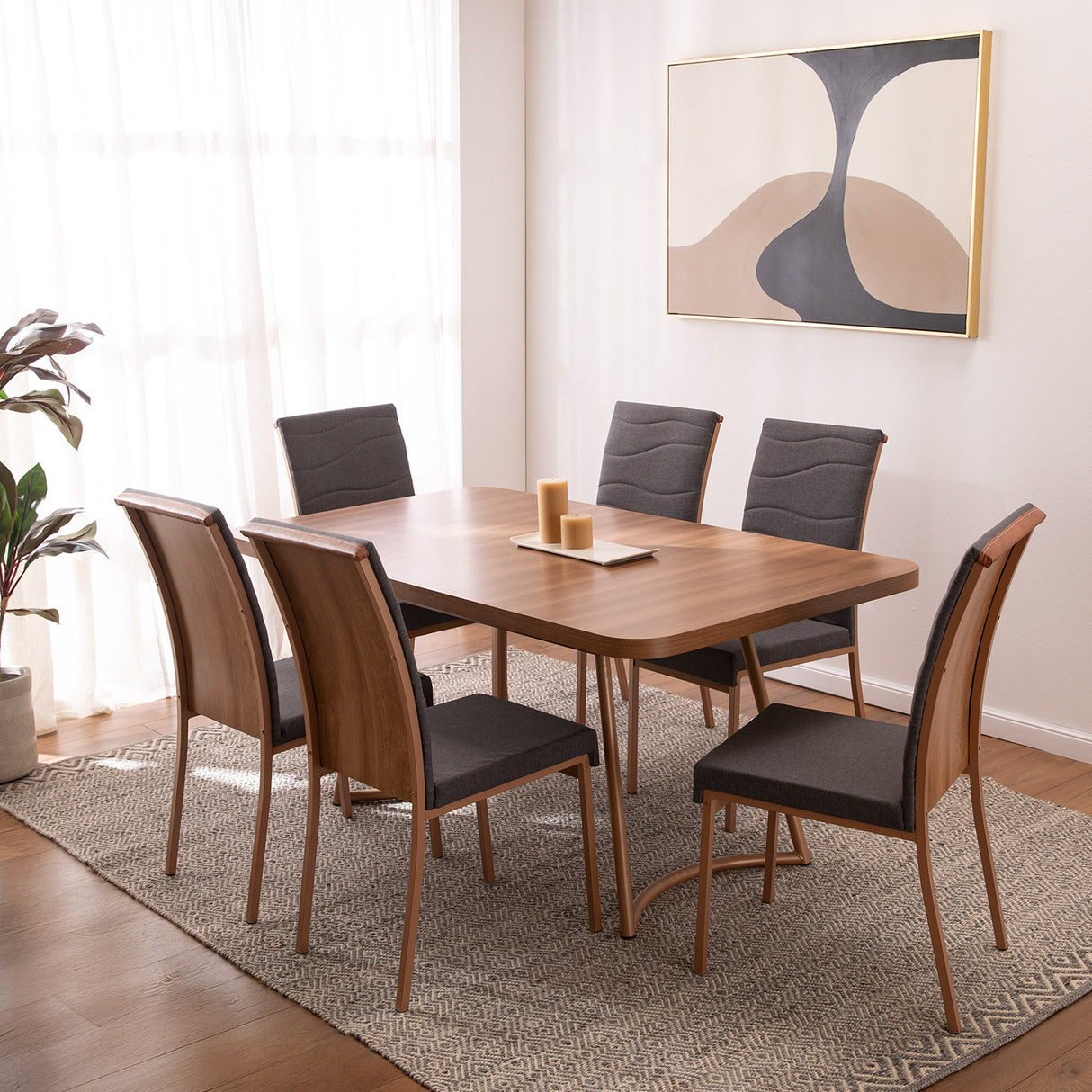 Comedor Roma 6 Personas Canela-Grafito