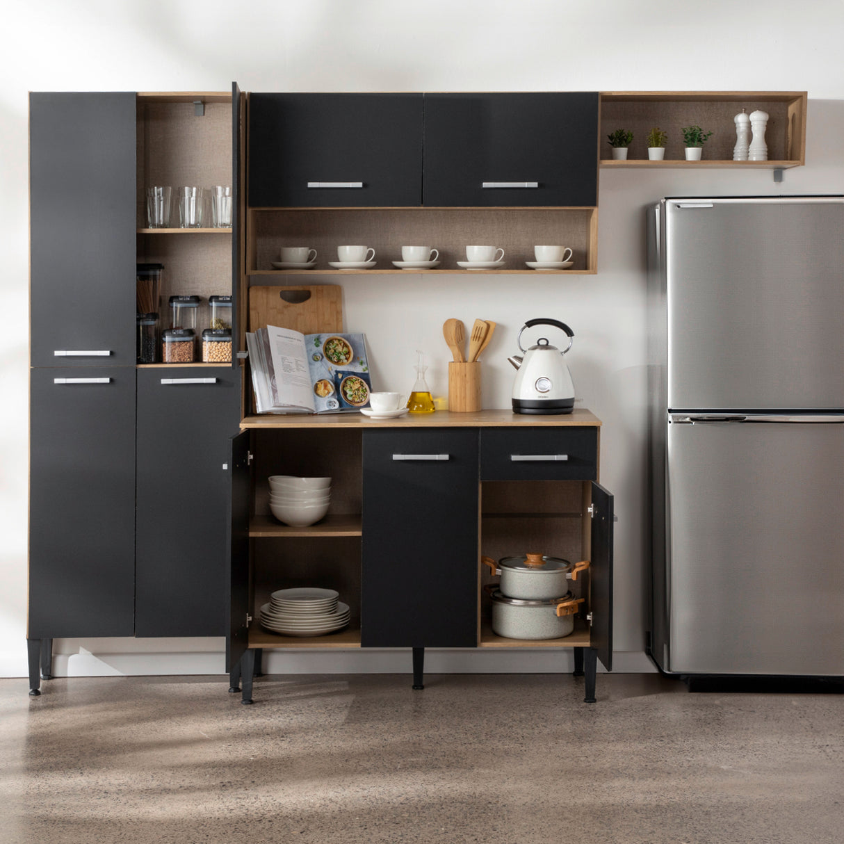 Mueble de cocina Arizona 4 módulos Negro-Oak