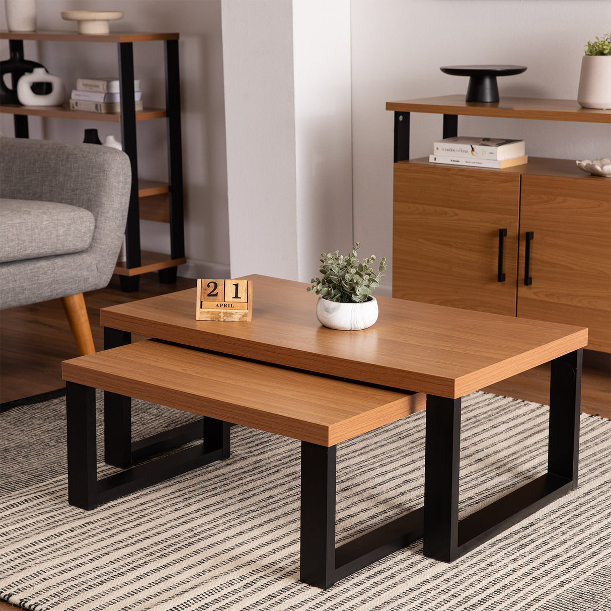 Mesa de Centro Yulton Doble Canela-Negro