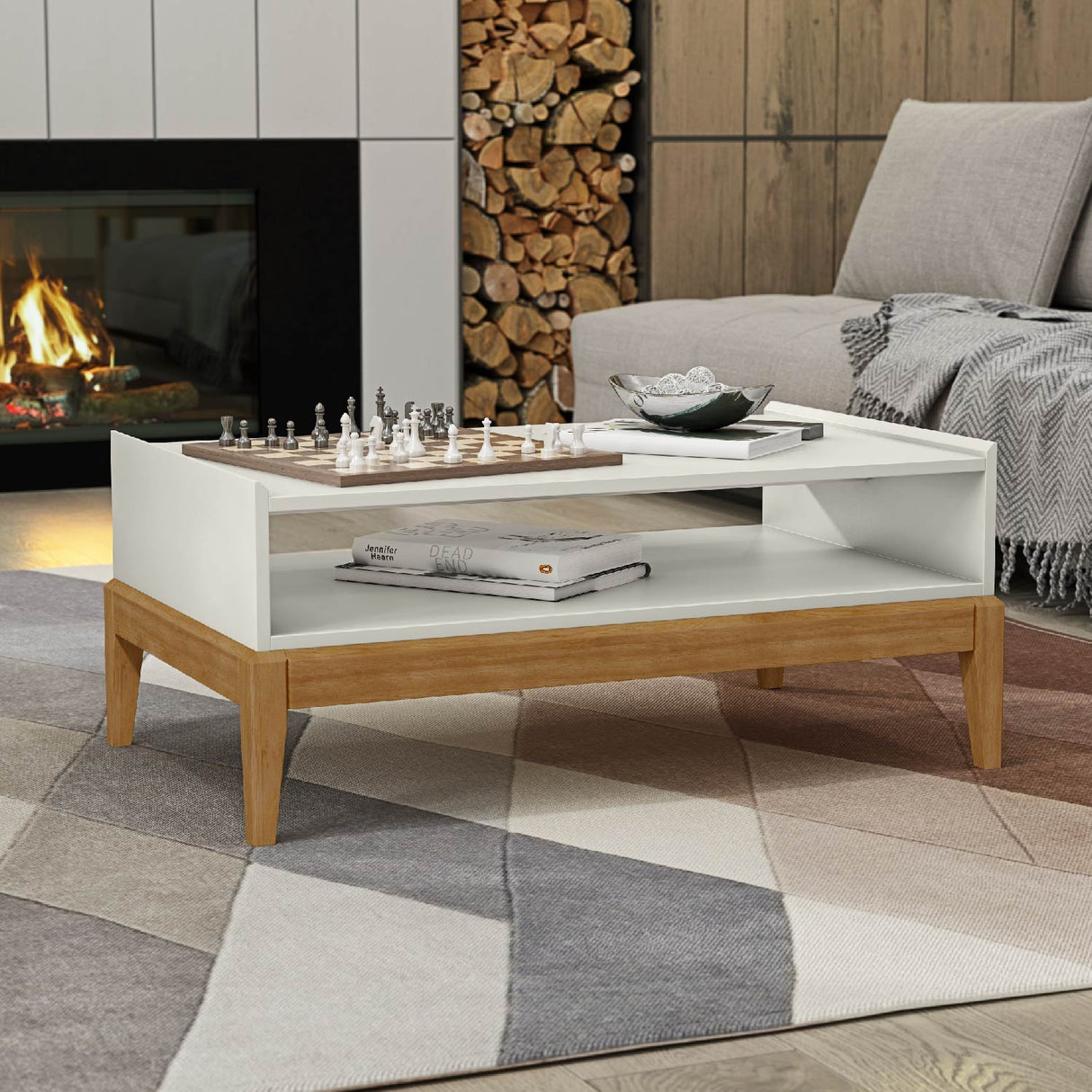 Mesa de centro Tucumán Blanco-Roble