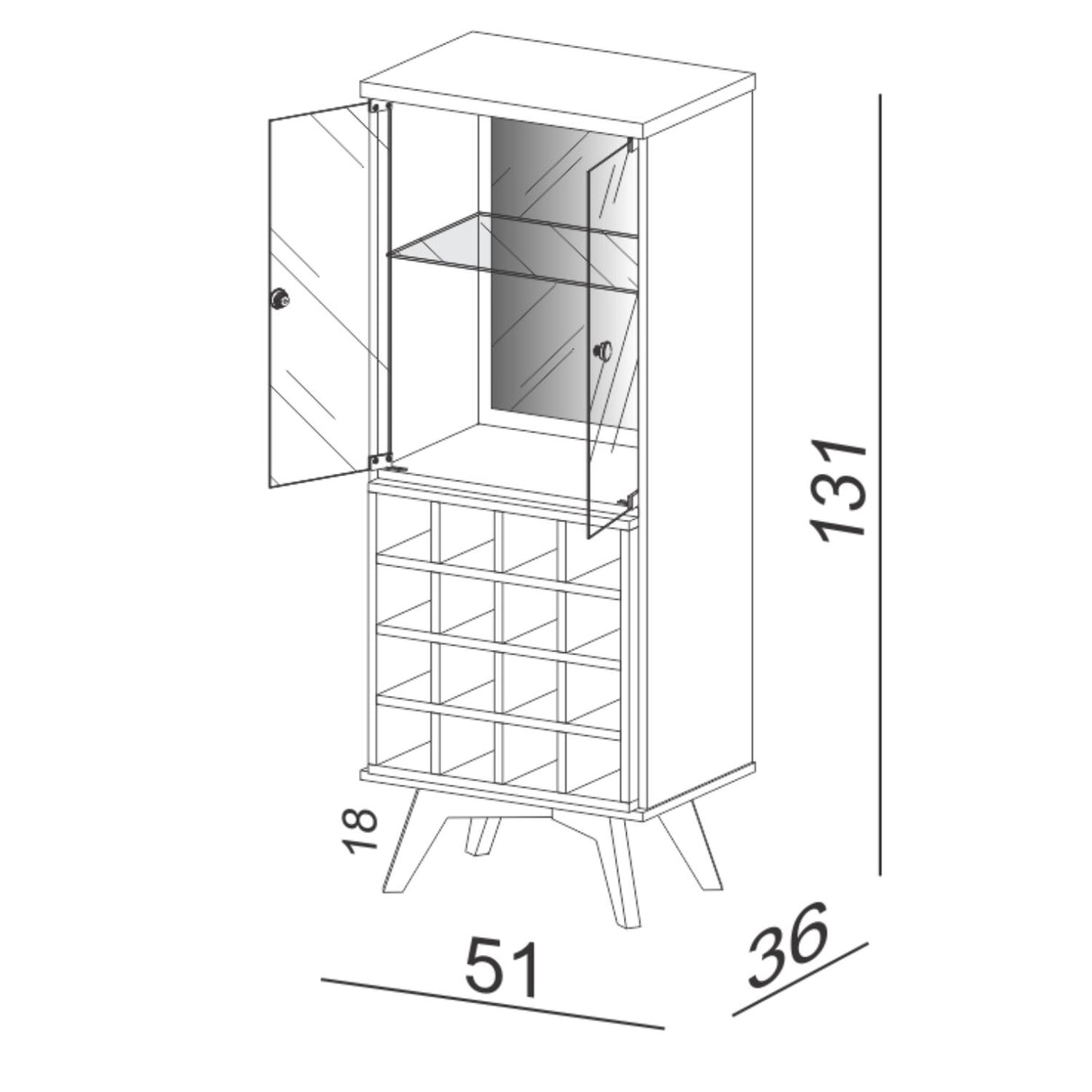Bar Natal 2 Puertas con vidrio Blanco-Canela