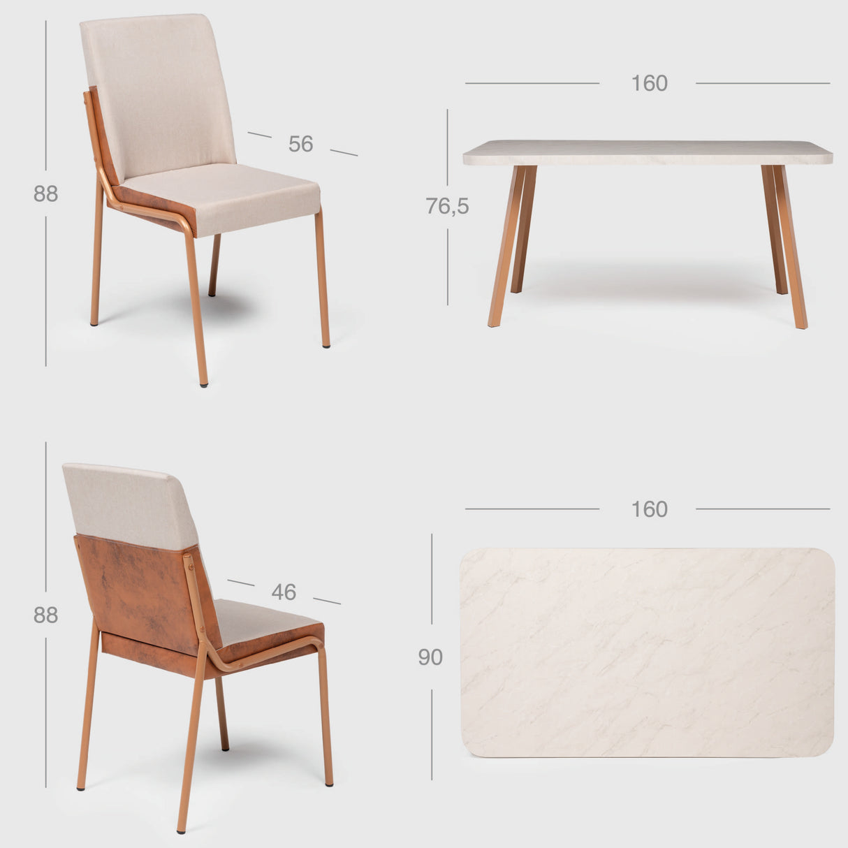 Comedor Palmas 6 Personas Canela-Mármol