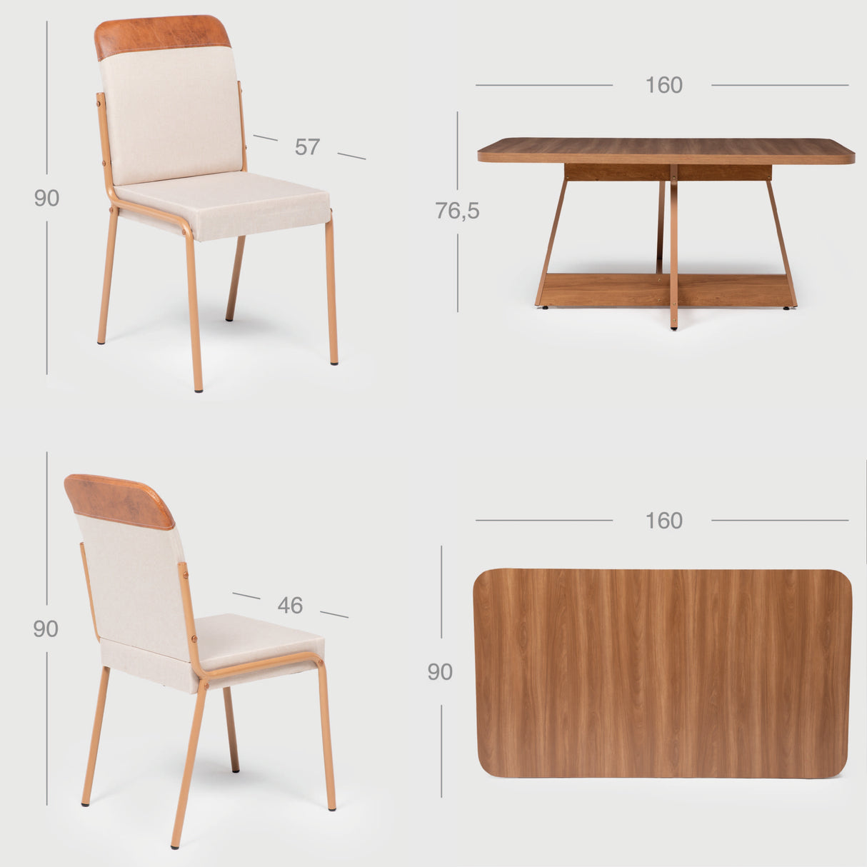 Comedor Río 6 Personas Canela-Avellana