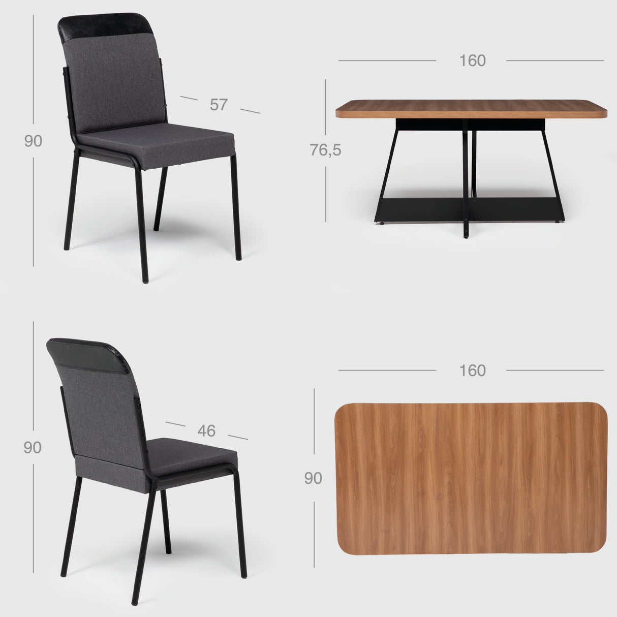 Comedor Río 6 Personas Canela-Negro