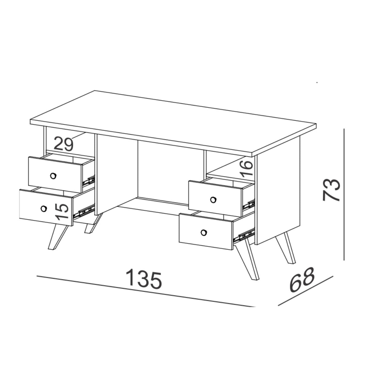Escritorio San Rafael 4 Cajones Blanco-Canela