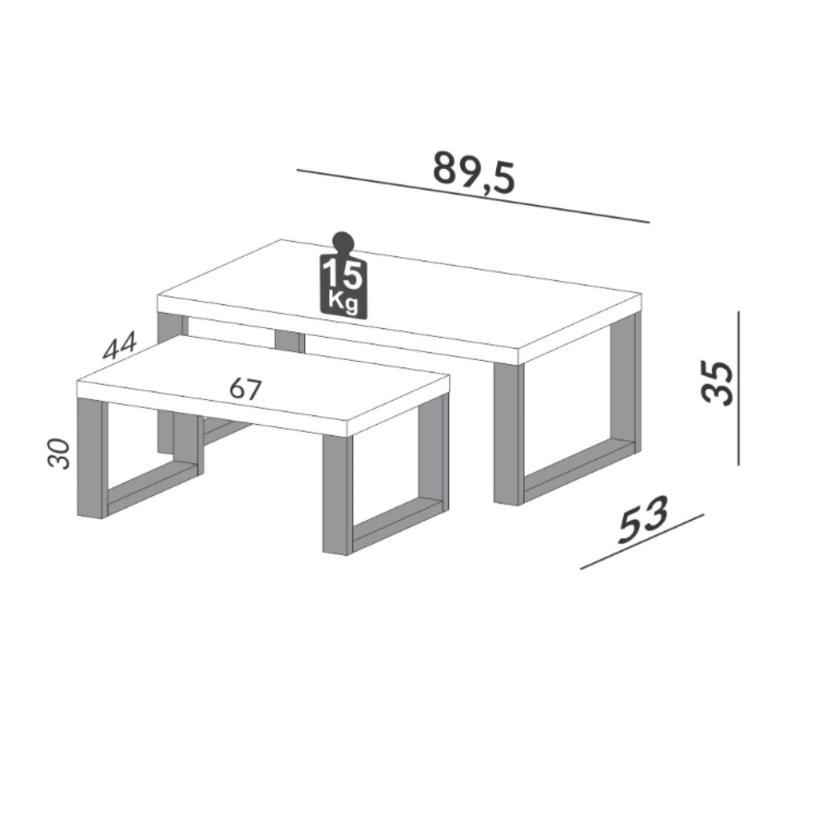 Mesa de Centro Yulton Doble Canela-Negro