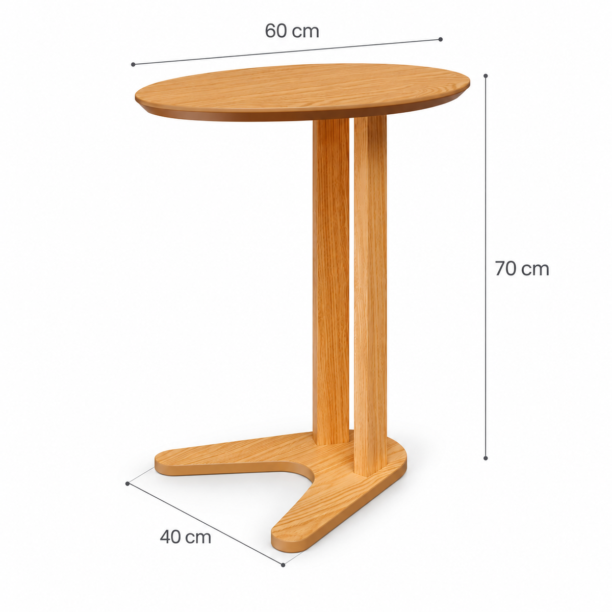 Mesa Lateral Ovalada 60cm Canela