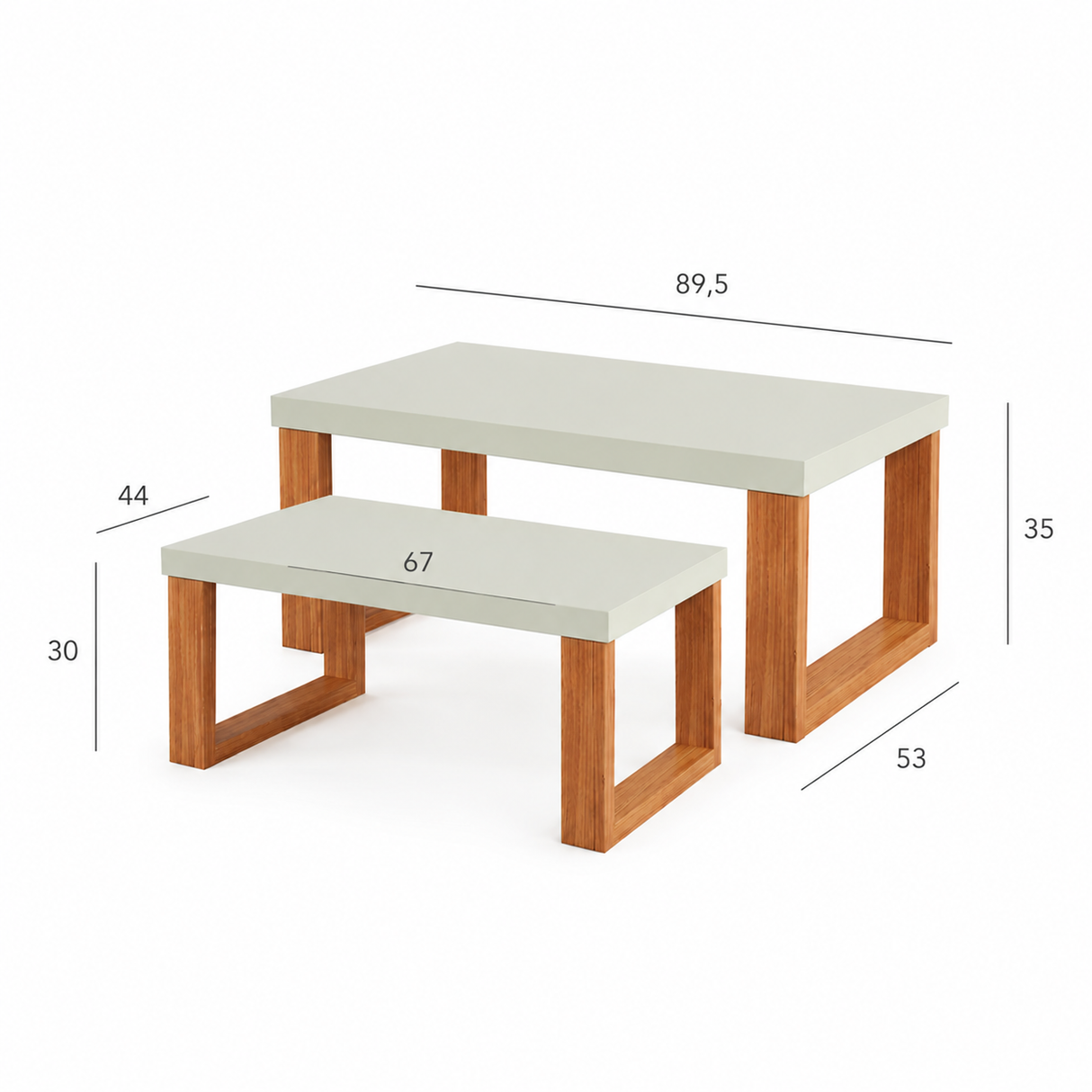 Mesa de Centro Yulton Doble Canela-Blanco
