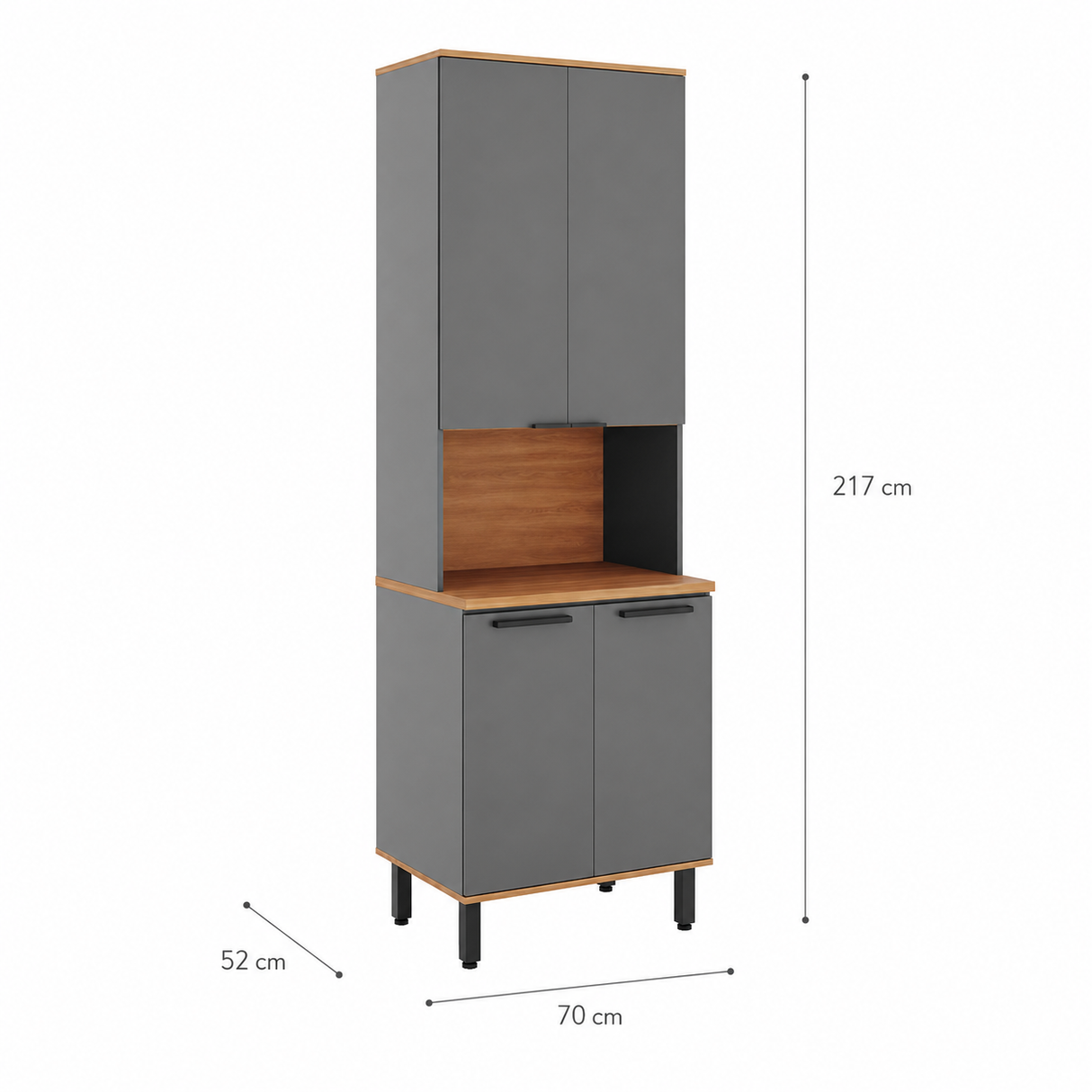 Despensero de Cocina 4 Puertas Castaña Ceniza - Canela