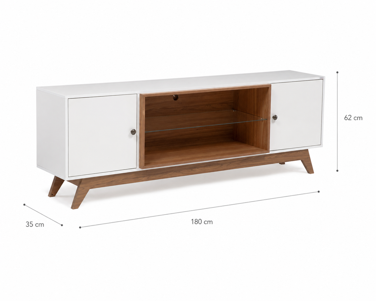 Rack Ulmo 2 Puertas Blanco-Canela (TV 75")