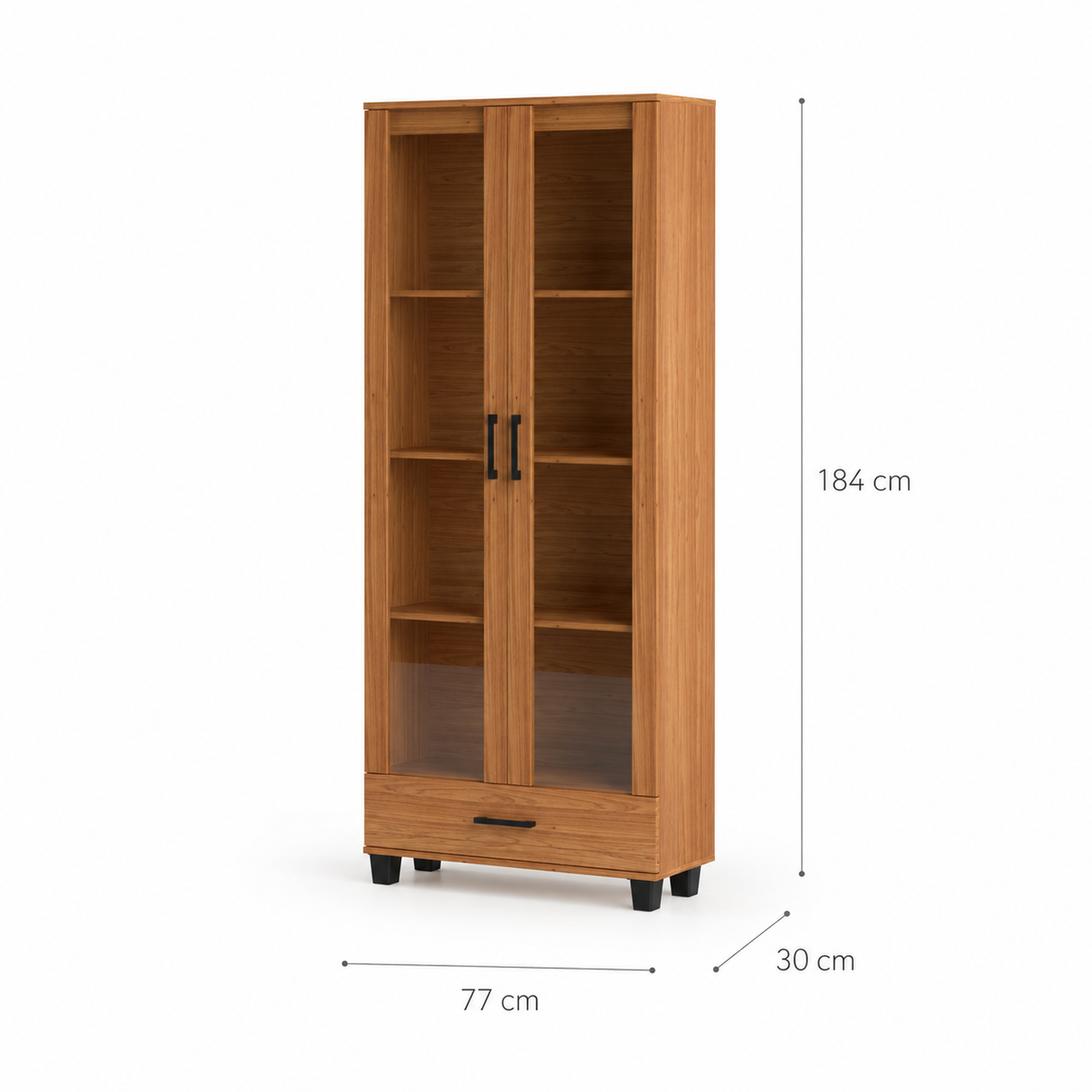 Vitrina Riñihue 2 Puertas + 1 Cajón Canela