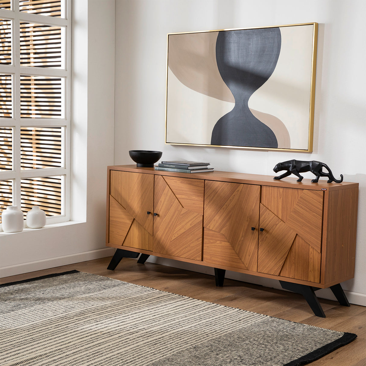 Rack Santos 4 Puertas Canela-Negro (TV 75")