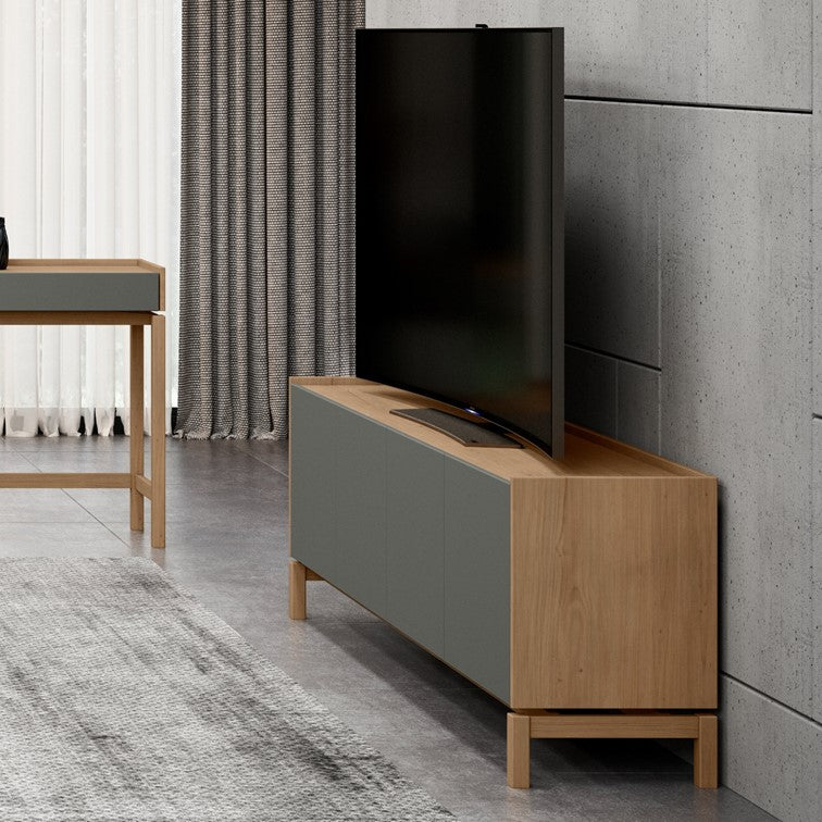 Rack Barcelona 2 Puertas + 2 Cajones Verde - Roble