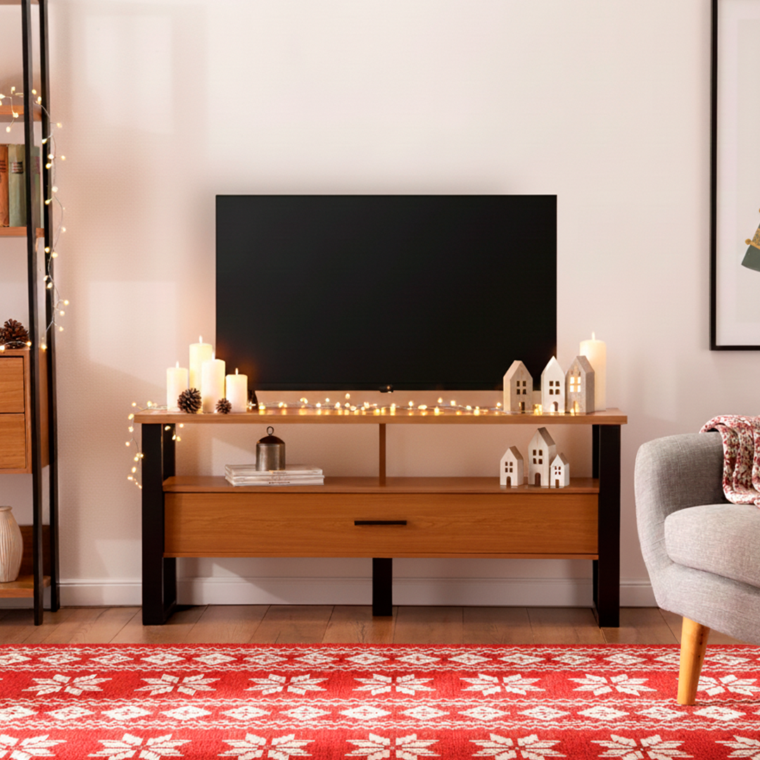 Rack Guayacán 1 Cajón Canela-Negro (TV 55")