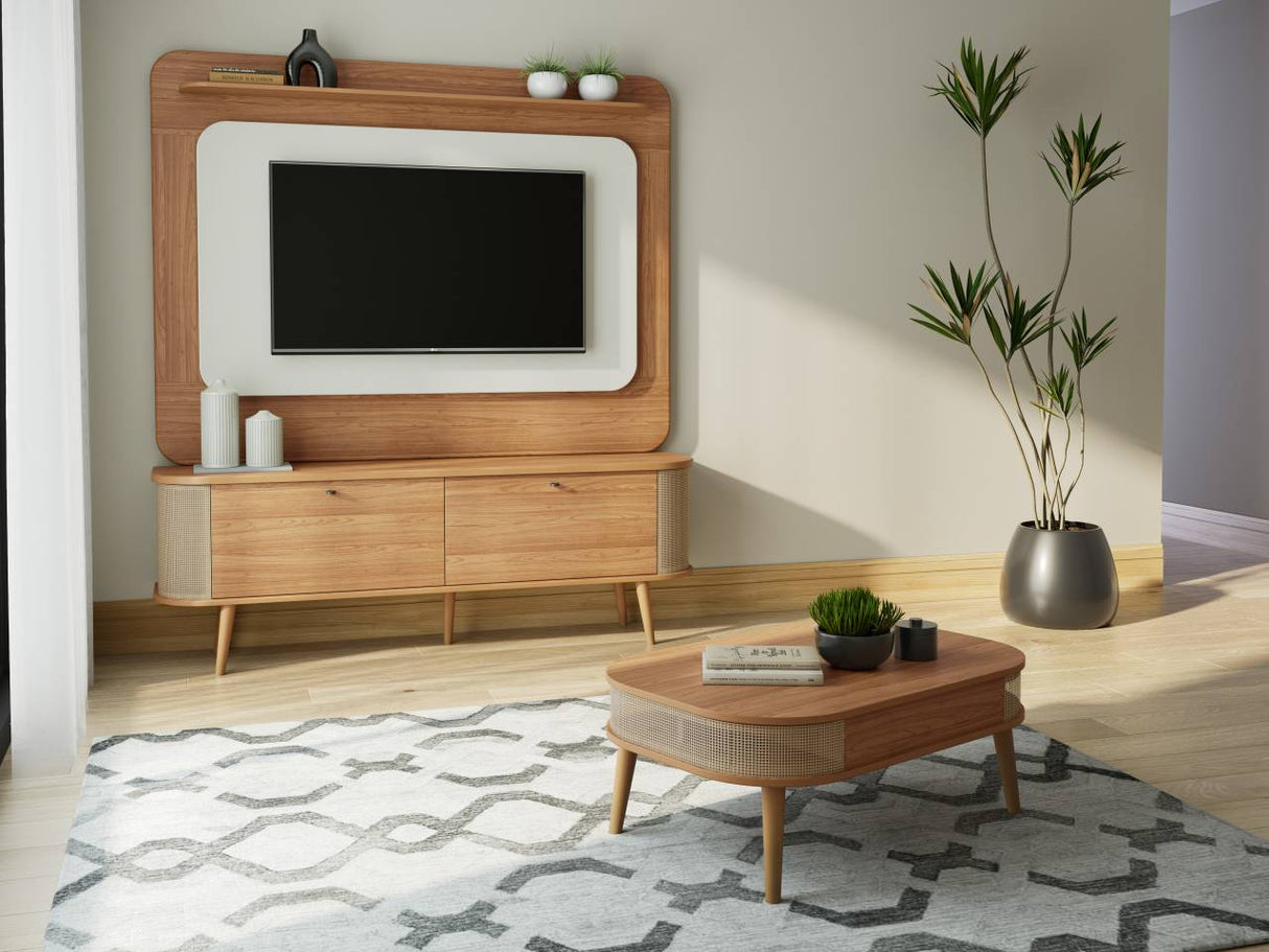 Rack Curvo Alturas 2 Puertas (TV 75") Canela