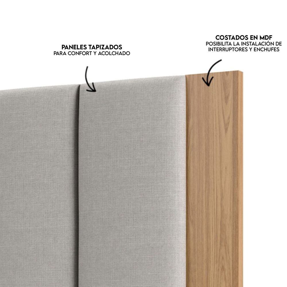 Respaldo Alcántara 2 Plazas Gris-Canela