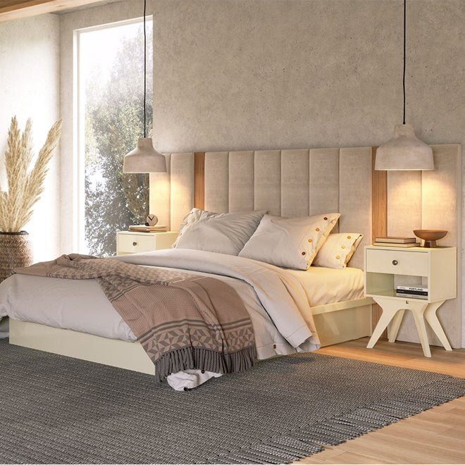 Respaldo Alcántara SúperKing Gris-Canela