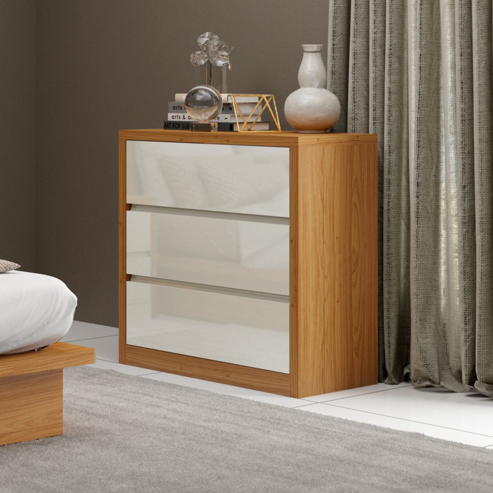 Cómoda Pernambuco 3 Cajones Canela - Blanco