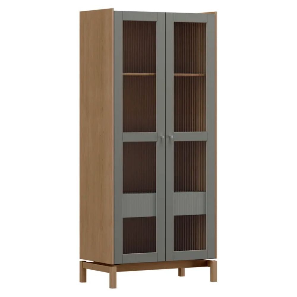 Vitrina Barcelona 2 Puertas 1 Cajón Verde - Roble