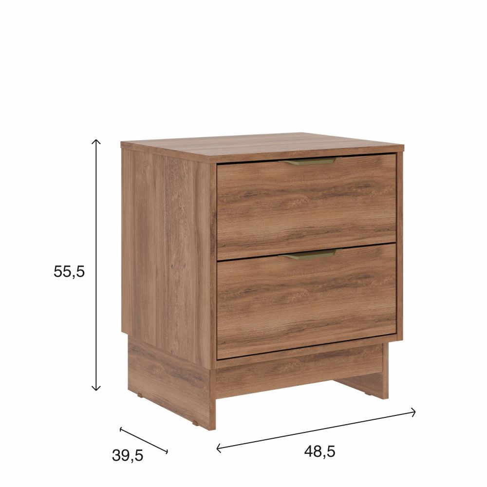 Velador Fit 2 Cajones Canela