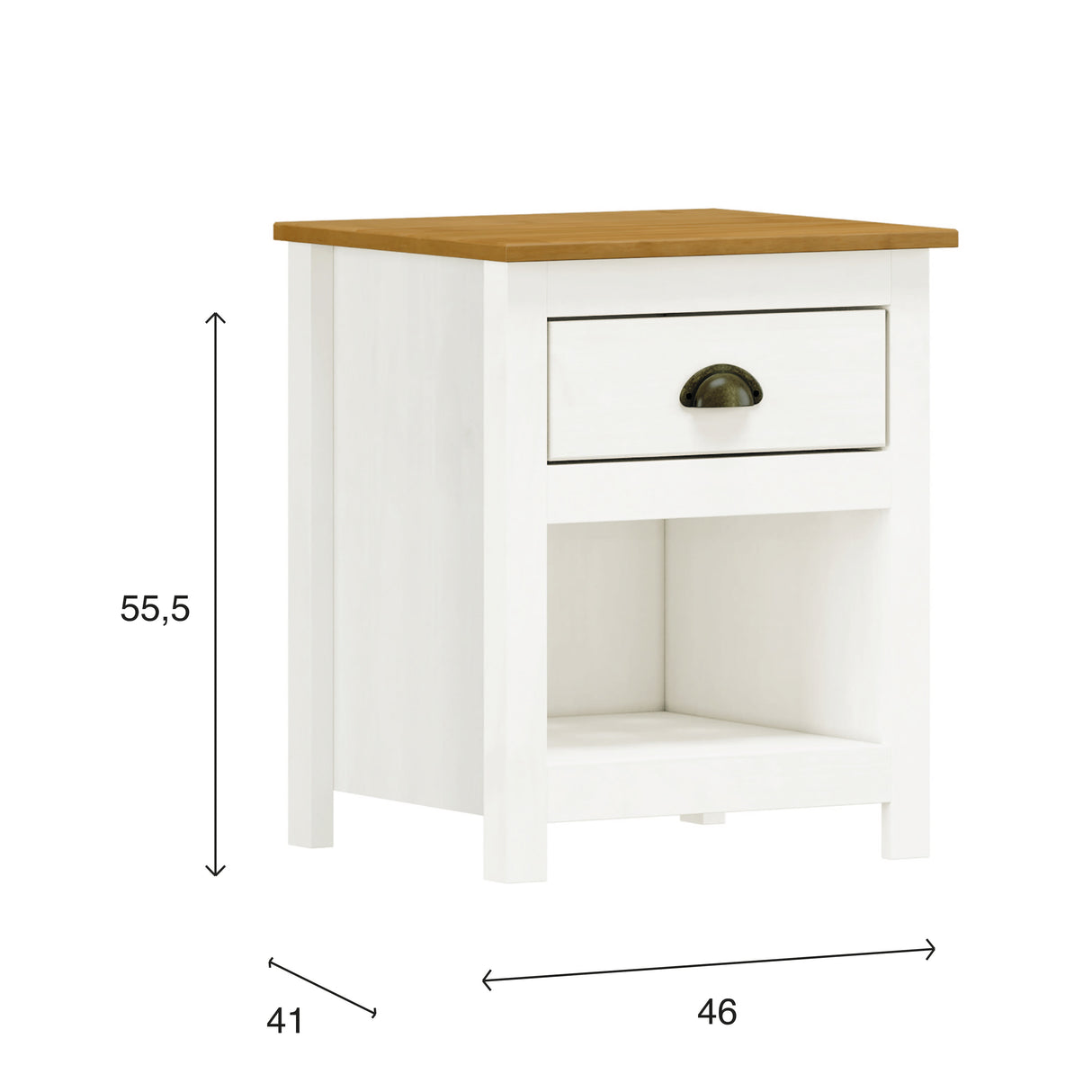 Velador Posadas 1 Cajón Blanco-Roble