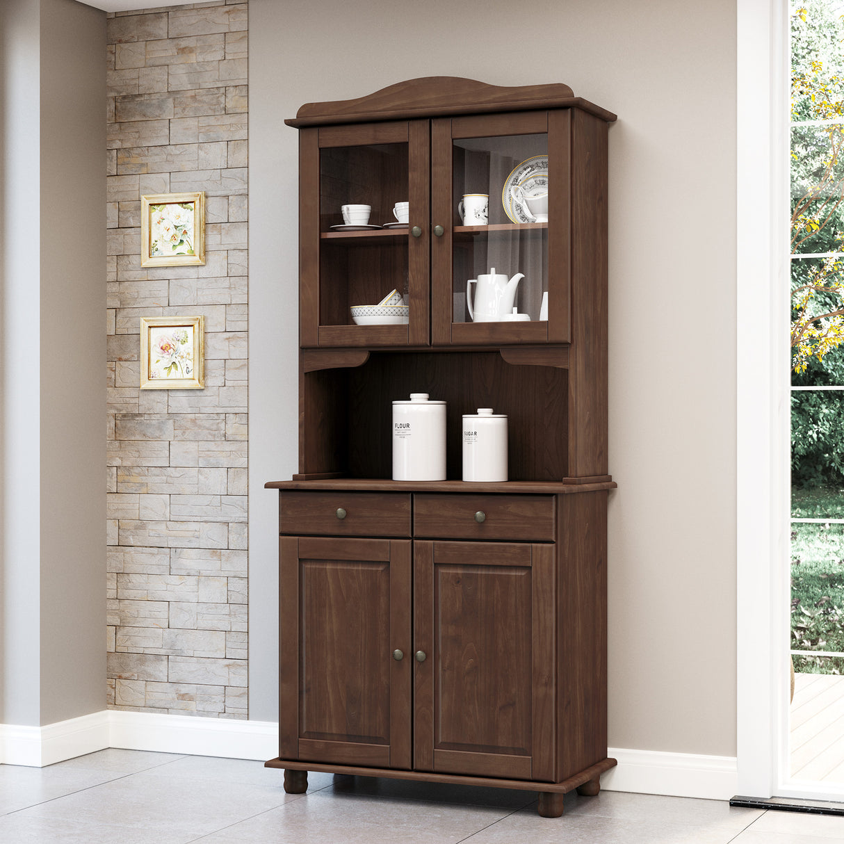 Vitrina Santa Fé 4 Puertas + 2 Cajones