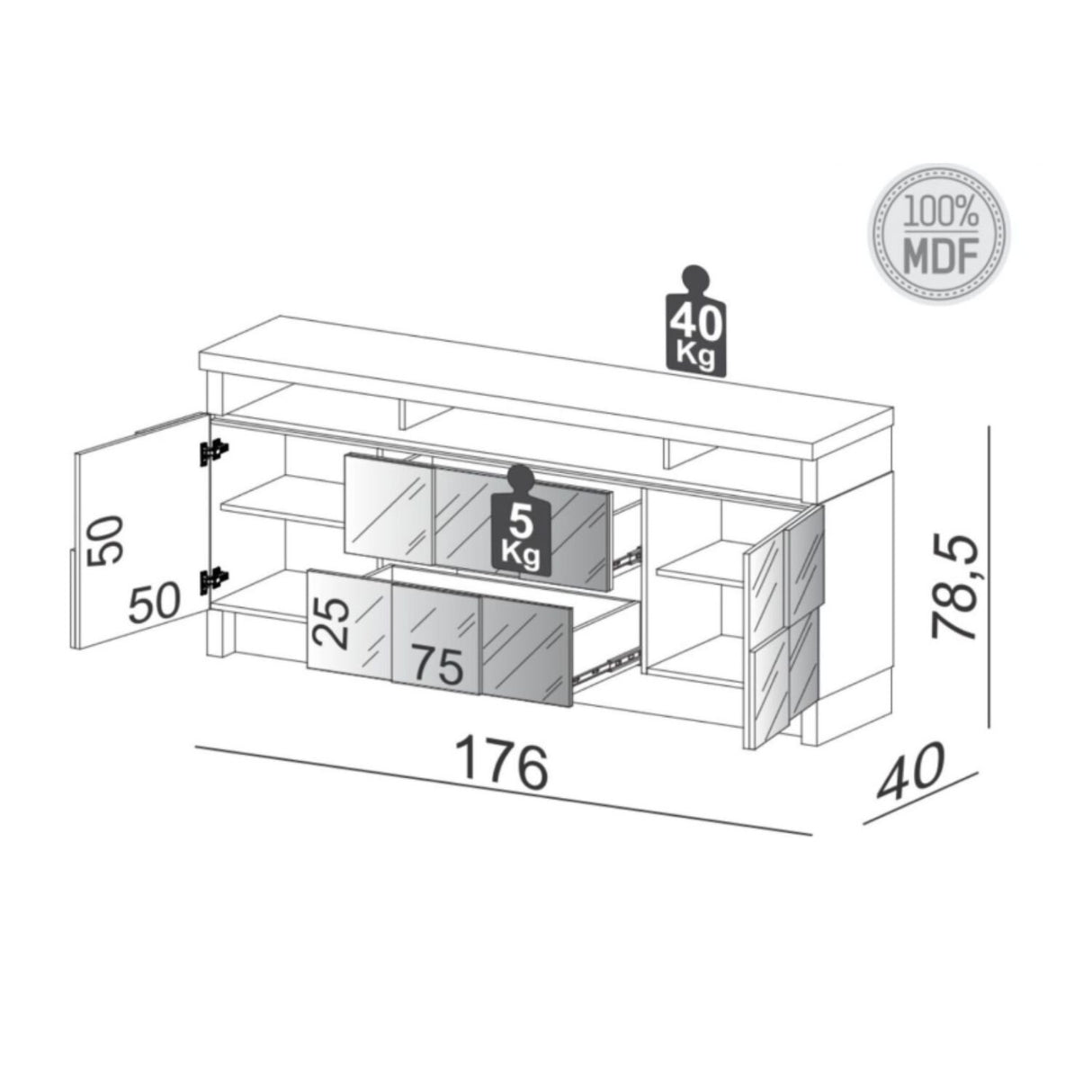 Arrimo Dracena 2P + 2C Canela-Blanco