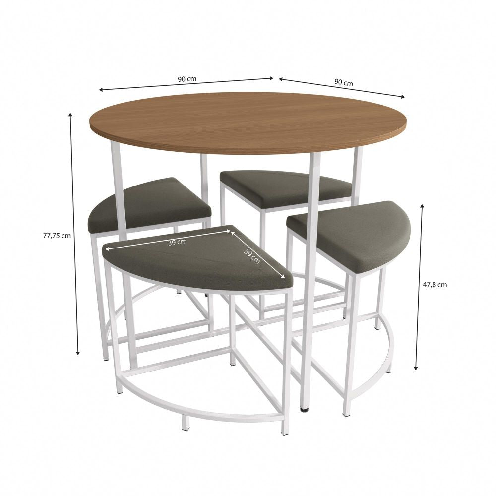 Comedor 4 Personas Compacto Gris