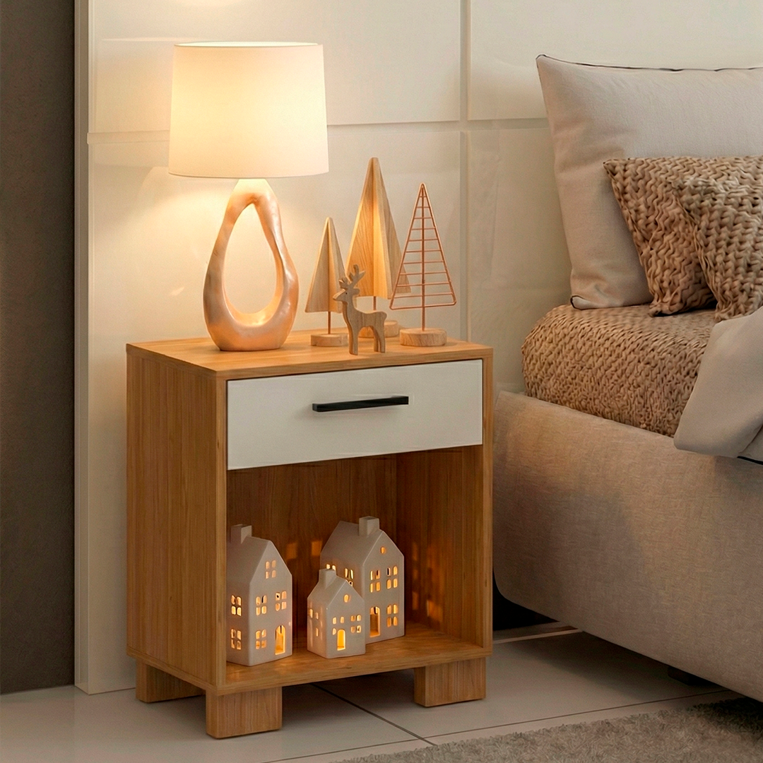 Velador Londrina 1 Cajón Canela-Blanco