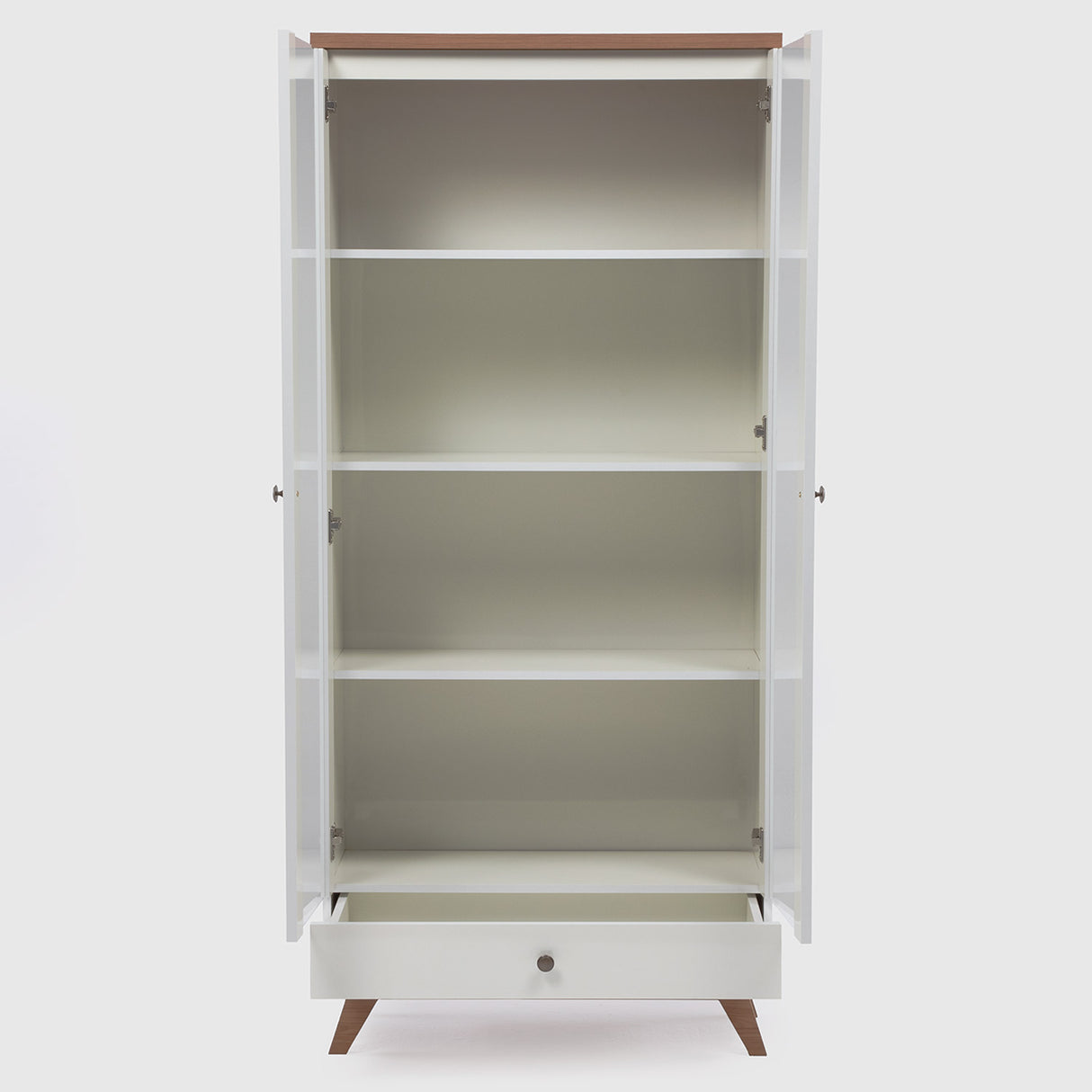 Vitrina Recife 2 Puertas + 1 Cajón Blanco-Canela