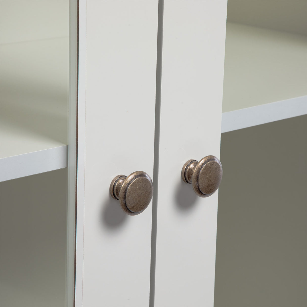 Vitrina Recife 2 Puertas + 1 Cajón Blanco-Canela