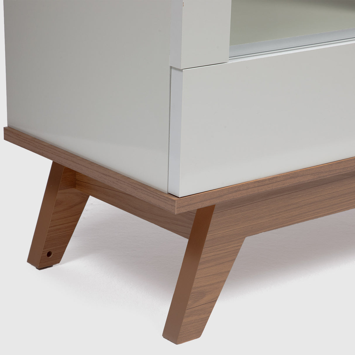 Vitrina Recife 2 Puertas + 1 Cajón Blanco-Canela