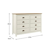 Cómoda Posadas 8 Cajones Blanco-Roble
