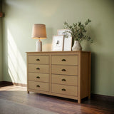 Cómoda Posadas 8 Cajones Blanco-Roble