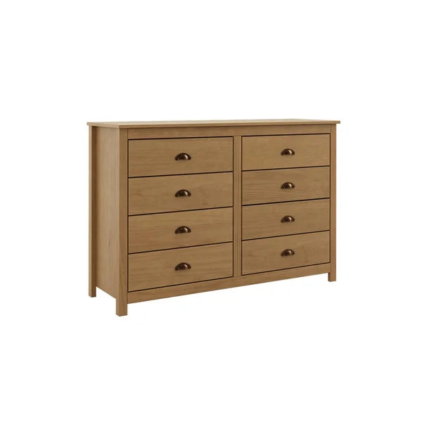 Cómoda Posadas 8 Cajones Blanco-Roble