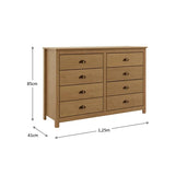 Cómoda Posadas 8 Cajones Blanco-Roble
