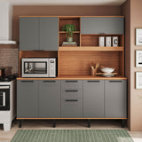 Estante de cocina Castaña 8 Puertas + 3 Cajones