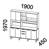 Estante de cocina Castaña 8 Puertas + 3 Cajones