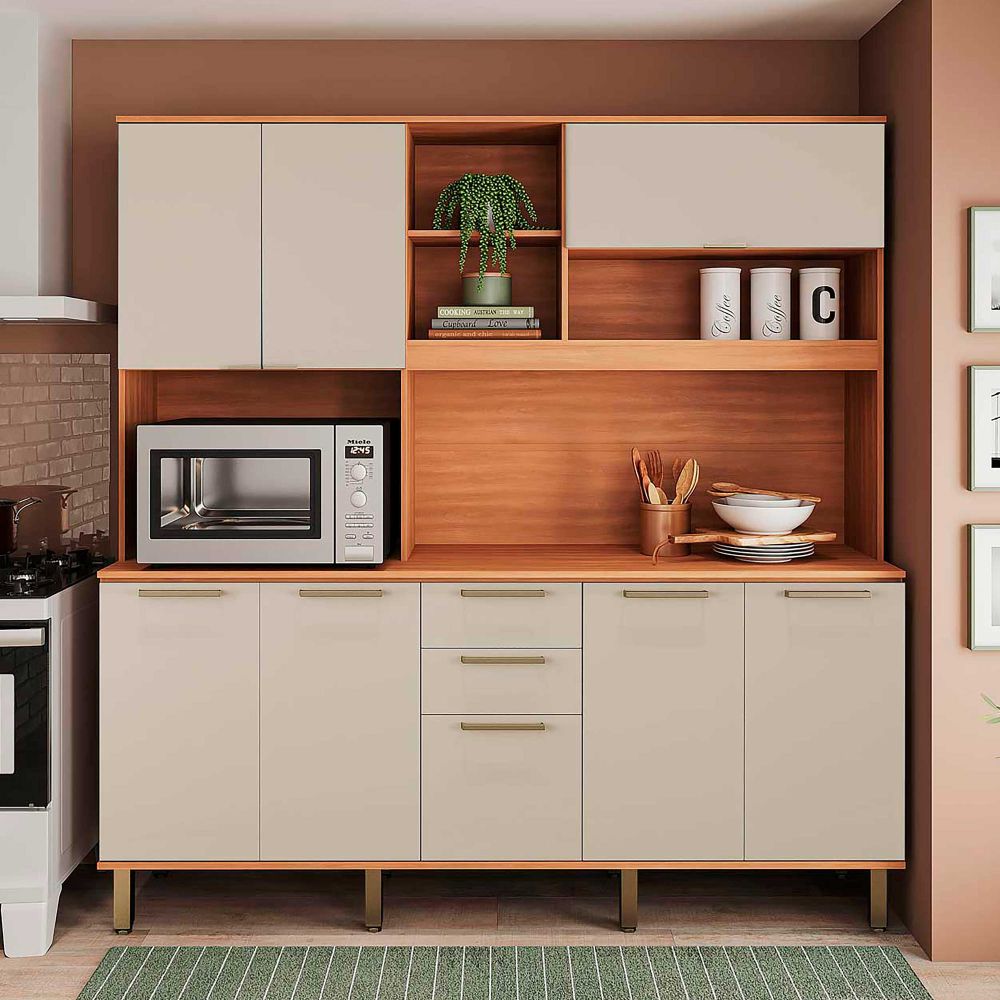 Estante de cocina Castaña 8 Puertas + 3 Cajones