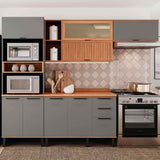 Mueble de Cocina Castaña 4 Módulos Ceniza - Canela
