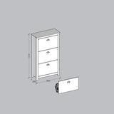 Zapatero Posadas 3 Puertas Blanco-Roble