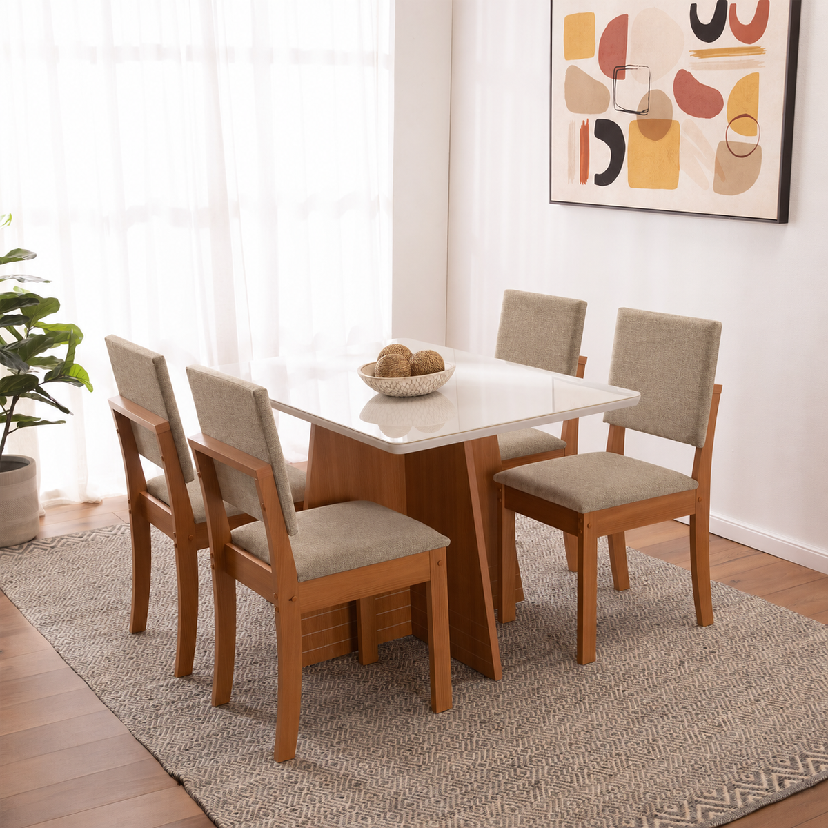 Comedor Lotus 4 Personas Canela-Beige
