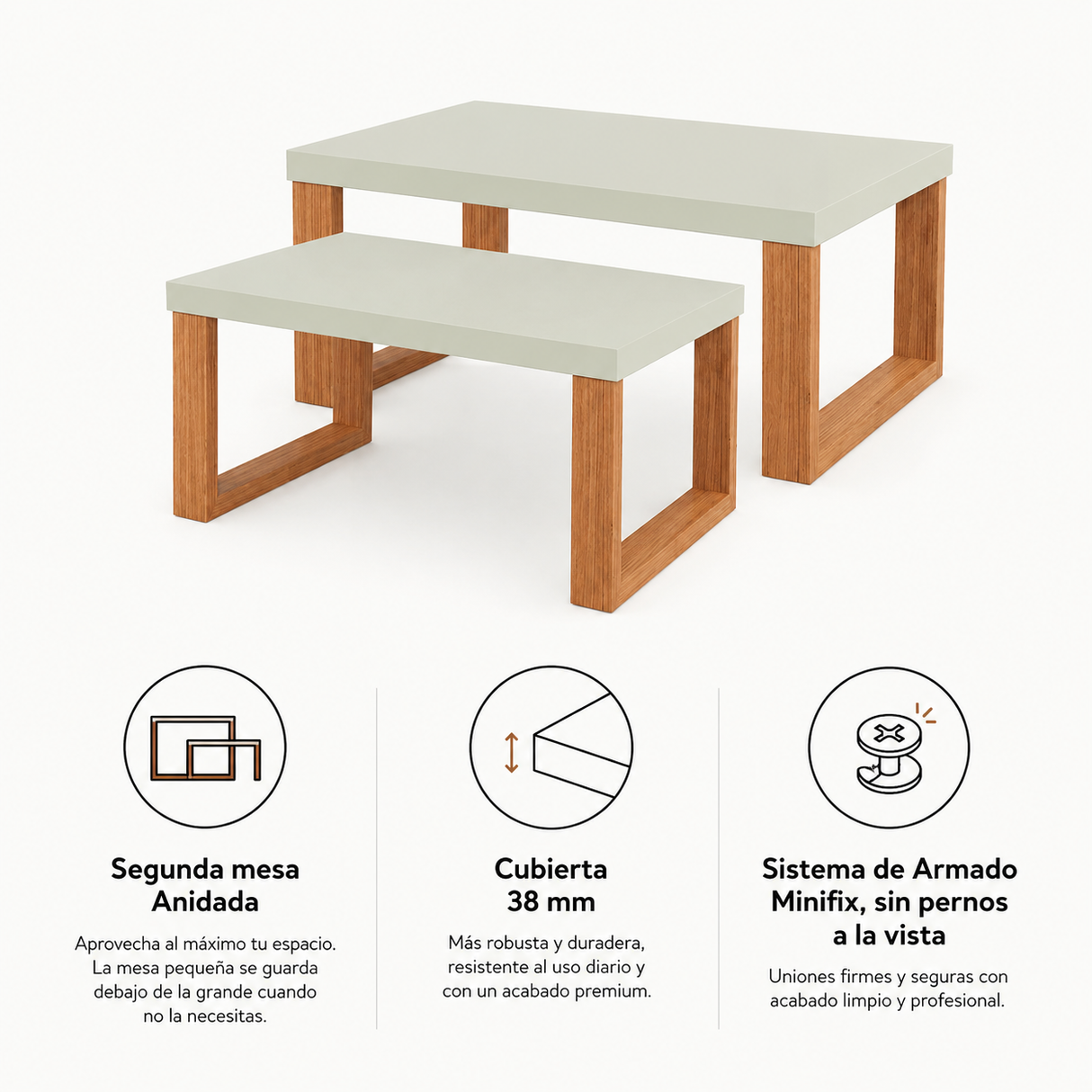 Mesa de Centro Yulton Doble Canela-Blanco