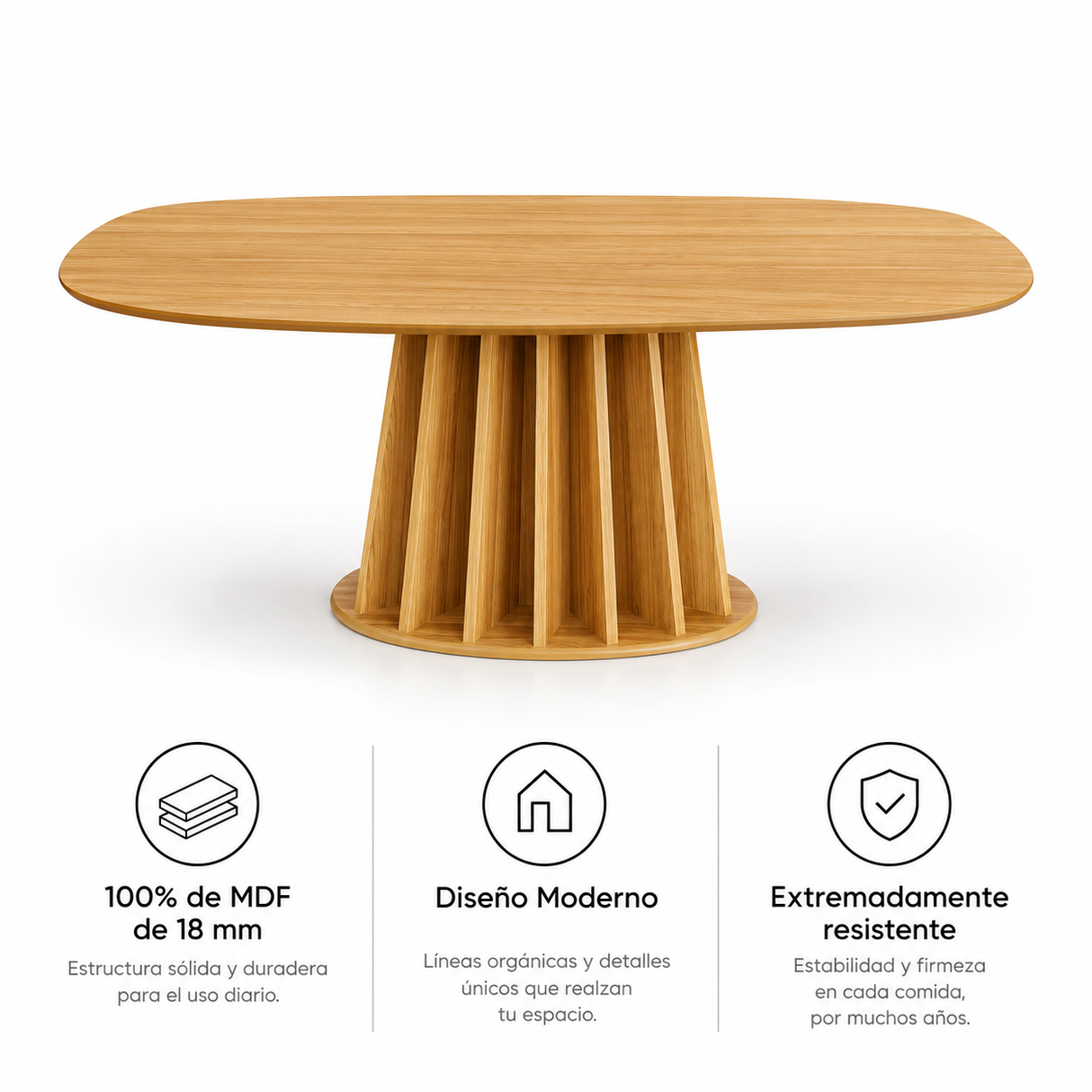 Mesa de Comedor Orgánica Ovalada Canela