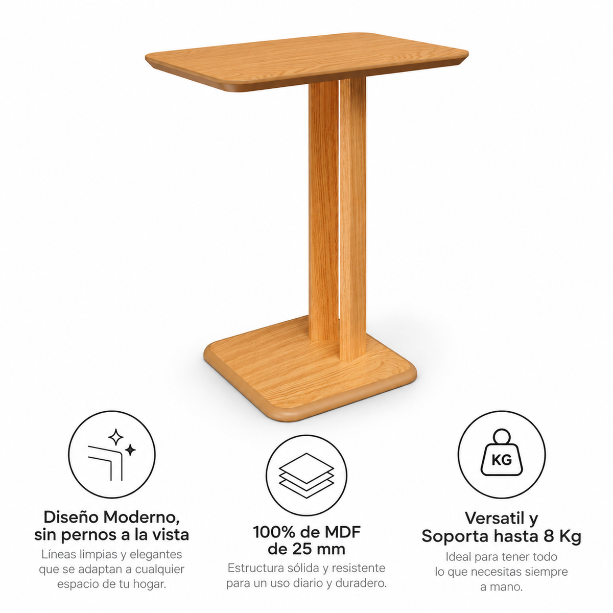 Mesa Lateral Rectangular 60cm Canela