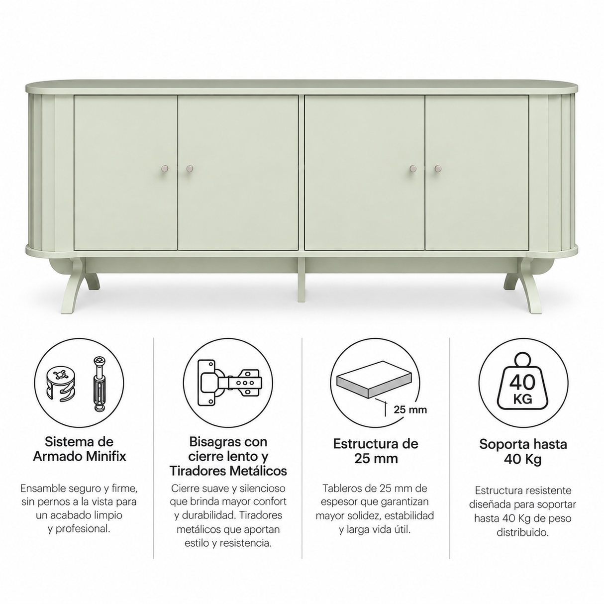 Rack Blumenau 4 Puertas 180cm Blanco