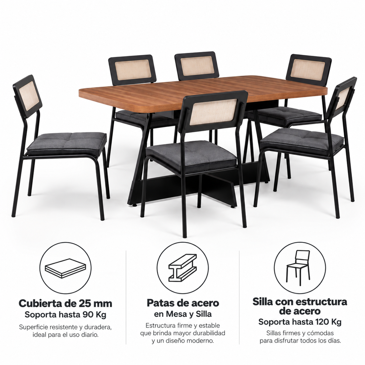 Comedor Itaparica 6 Personas Canela-Negro