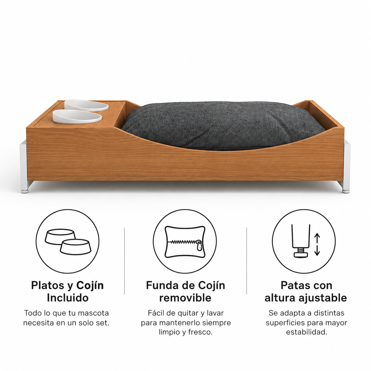 Cama para mascota (con platos incluidos)