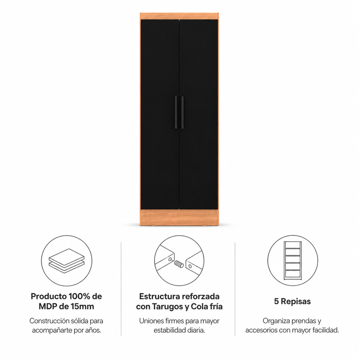 Clóset Ámbar 2 Puertas Canela-Negro