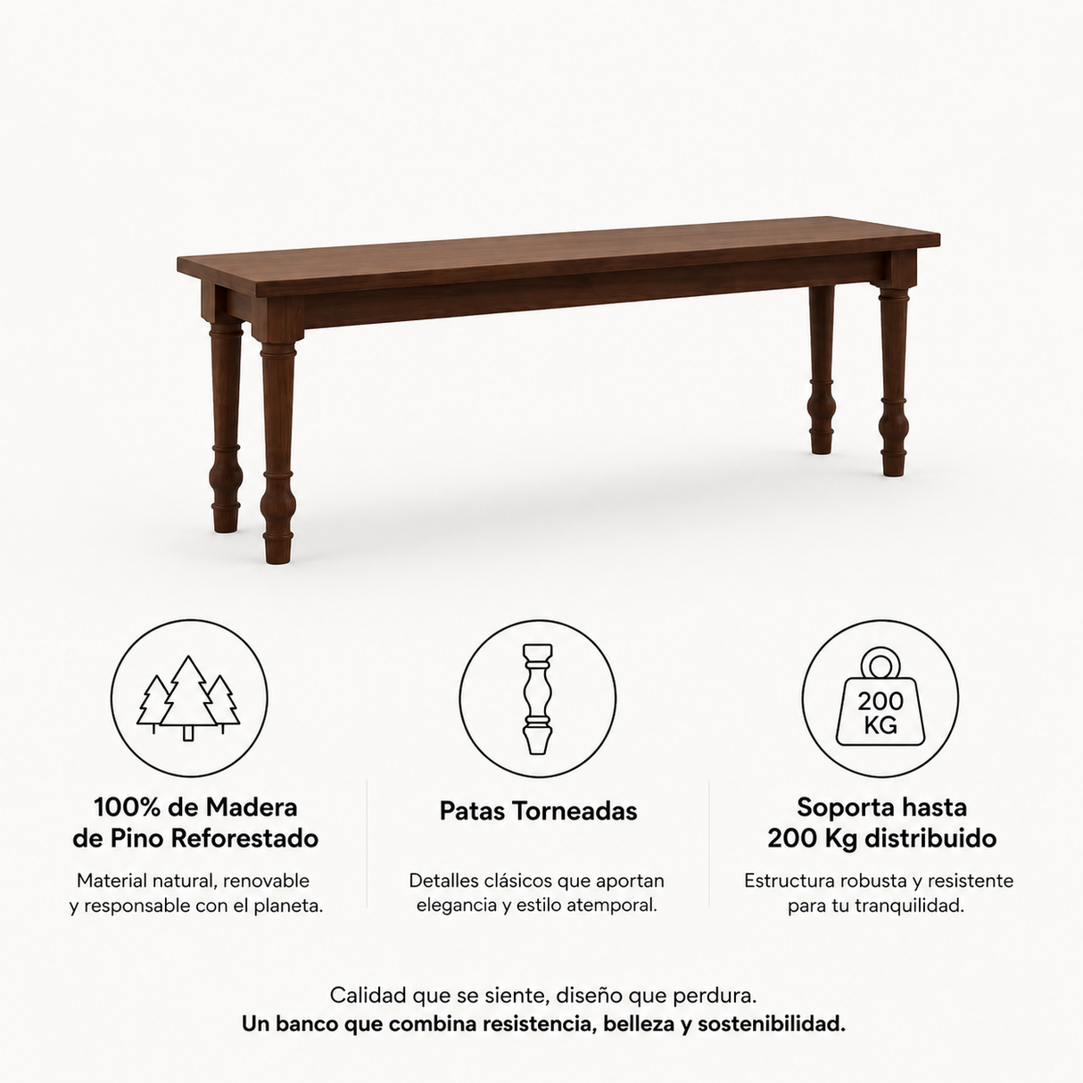 Banca de Madera Santa Fé Caoba